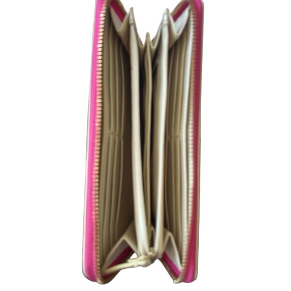 Kate Spade Women's Leather Wallet Pink White Checkered Zip Around 8 x 4" - Picture 4 of 4